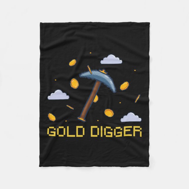 Gold Digger Treasure Hunting Gold Digging Pixelate Fleece Blanket (Front)