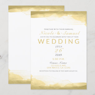 Gold Dijon Mustard Watercolor Modern Chic Wedding Invitation