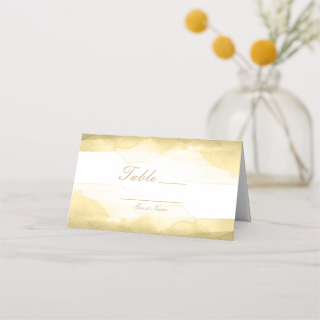 Gold Dijon Mustard Watercolor Table Number Seating Place Card (Front)