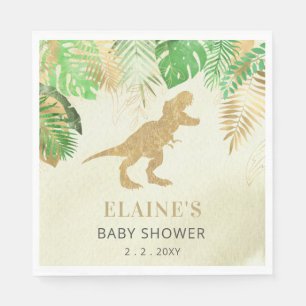 Gold Dinosaur Baby Shower Thank You  Napkin
