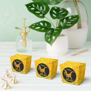 Gold Dinosaur Hide Happy Birthday! Favor Box