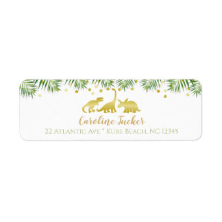 Gold Dinosaur Tropical Greenery Baby Shower