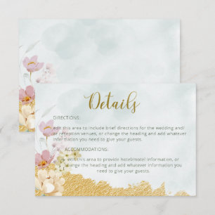 Gold Dipped Floral Wedding Details Card