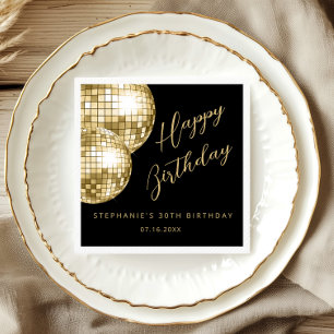 Gold Disco Ball Adult Birthday Party Napkin