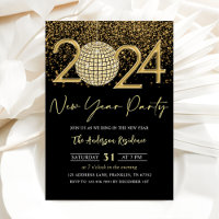 Gold Disco Ball Cheers New Years Eve Party 2024