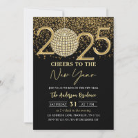 Gold Disco Ball Cheers New Years Eve Party 2025