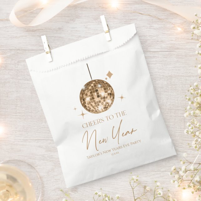 Gold Disco Ball Cheers New Years Eve Party  Favour Bag (Clipped)