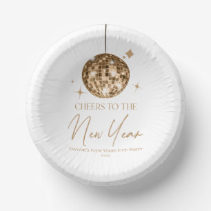 Gold Disco Ball Cheers New Years Eve Party  Paper Plate