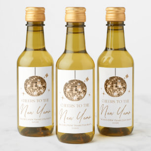 Gold Disco Ball Cheers New Years Eve Party Wine Label