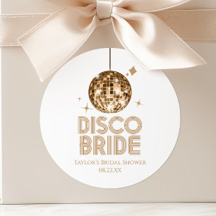 Gold Disco Ball Disco Bride Bridal Shower Classic Round Sticker