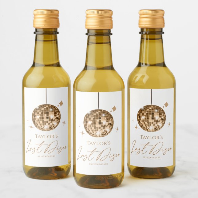 Gold Disco Ball Last Disco Bachelorette Party Wine Label (Bottles)