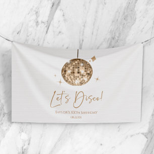Gold Disco Ball Let's Disco Birthday Party Banner