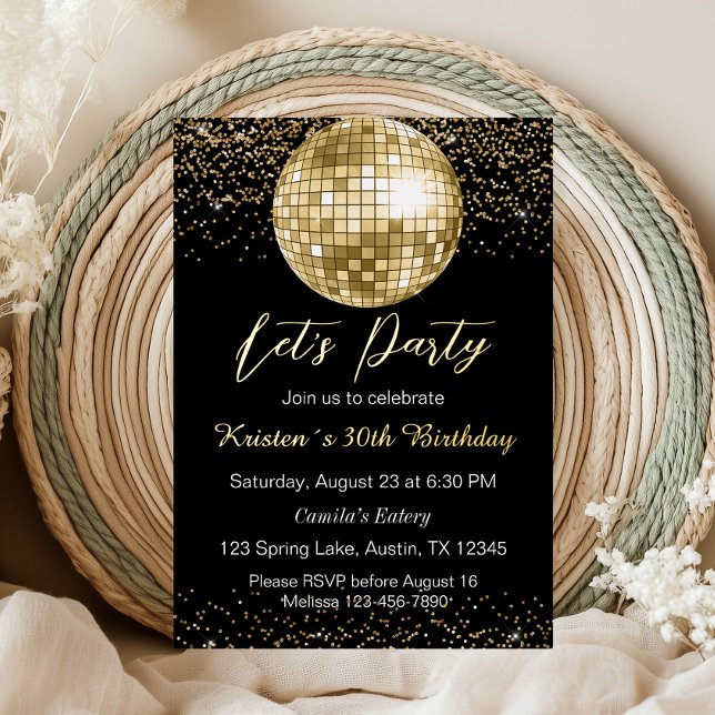 Gold Disco Ball Let's Party Birthday (Creator Uploaded)