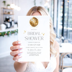 Gold Disco Ball Sparkle Bridal Shower Invitation