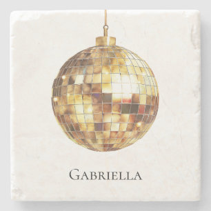 Gold Disco Ball Stone Coaster