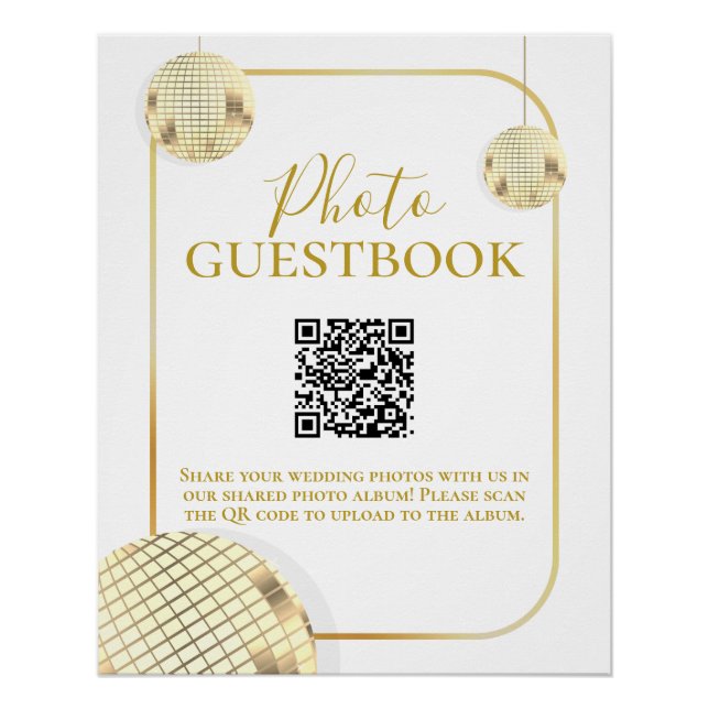 Gold Disco Ball Wedding Poster (Front)
