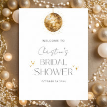 Gold Disco Retro Dancing Bridal Shower Welcome