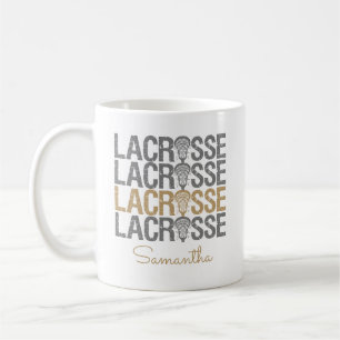 Gold Distressed Lacrosse Word Coffee Mug