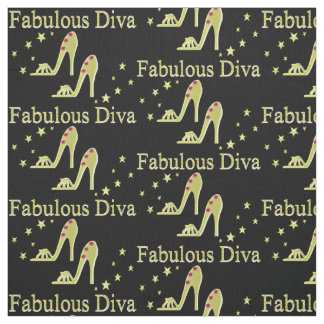 GOLD DIVA AND SHOE QUEEN FASHIONISTA FABRIC
