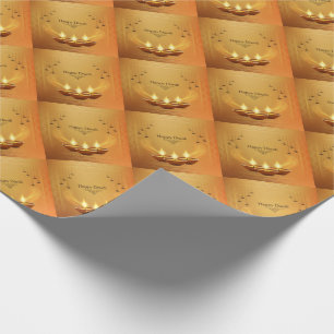 Gold Diwali with Diya Wrapping Paper