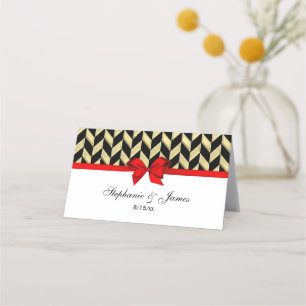 Gold DIY Herringbone DIY Bow Colour Escort Card