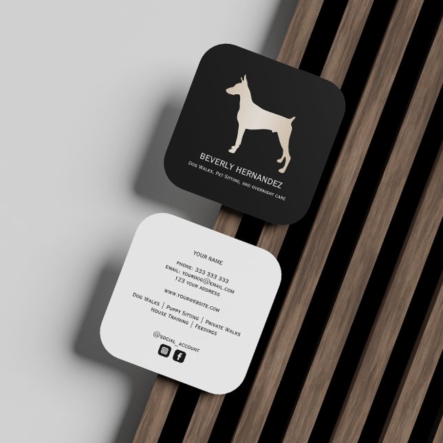 Gold Doberman Dog Walker Trainer Puppy sitting  Square Business Card (Creator Uploaded)