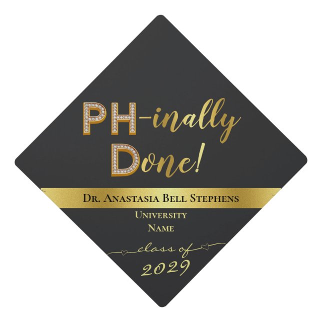 Gold Doctorate PhD Graduation Ceremony Party Graduation Cap Topper (Front)