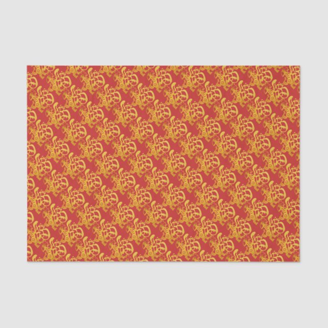 Gold Dog Papercut Chinese New Year 2018 Tissue P Tissue Paper (Front)