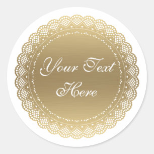 Gold Doily Customizable Round Sticker