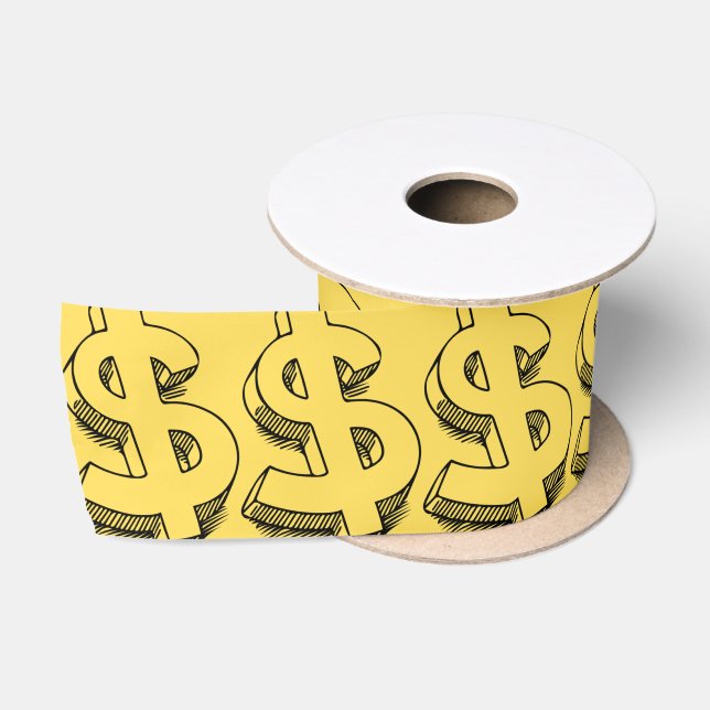 gold dolar satin ribbon (Spool)
