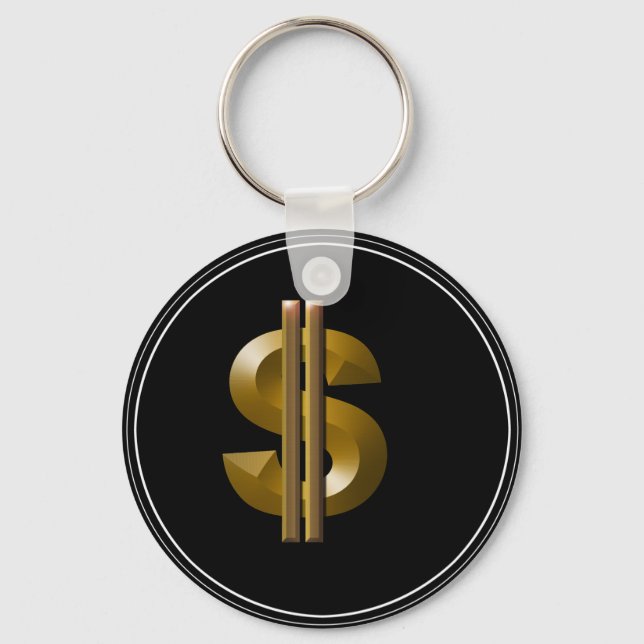 Gold Dollar Sign Keychain (Front)