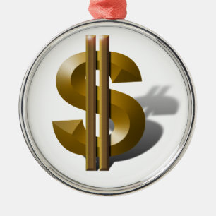 Gold Dollar Sign Metal Ornament