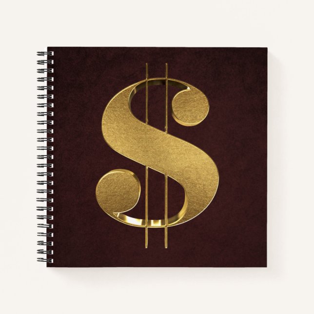 Gold Dollar Sign Notebook (Front)
