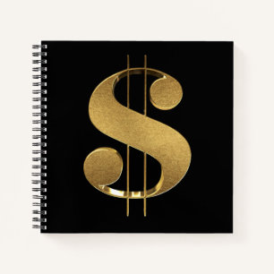 Gold Dollar Sign Notebook