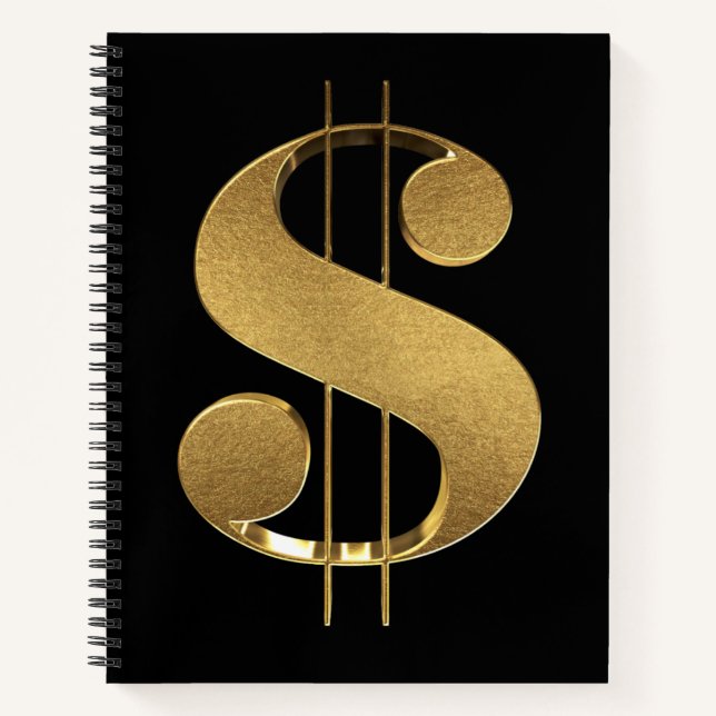 Gold Dollar Sign Notebook (Front)