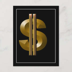Gold Dollar Sign Postcard