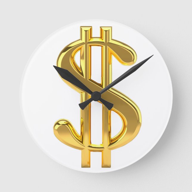 Gold Dollar Sign Wall Clock (Front)