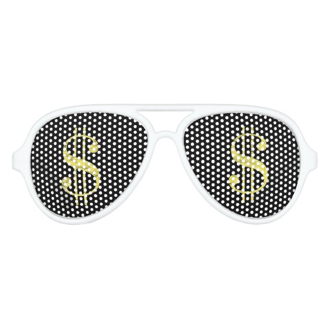 Gold $ Dollar Signs Bling Party Favour Sunglasses (Front)