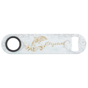 Gold Dolphin Personalized Bottle Opener Bar Key