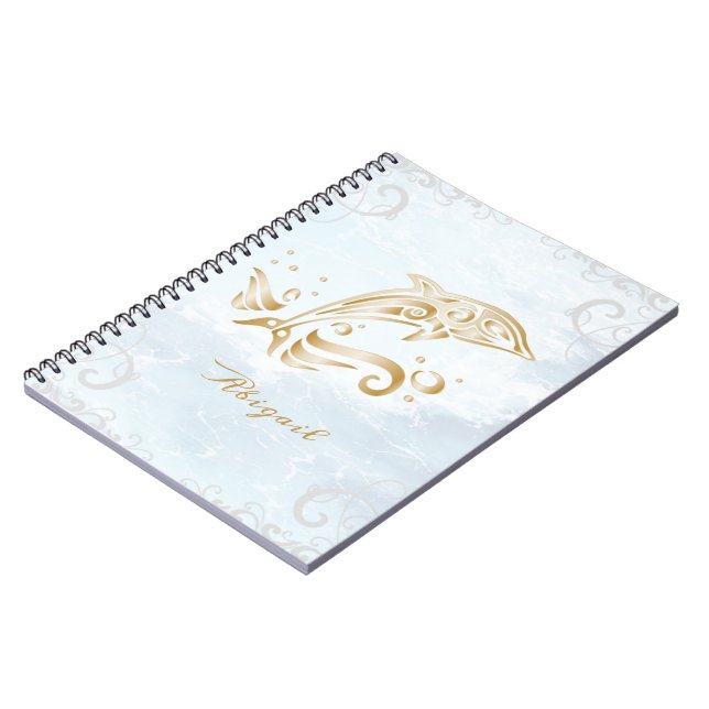 Gold Dolphin Personalized Notebook (Left Side)