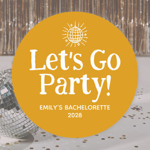 Gold Doodle Disco Ball Bachelorette Party Classic Round Sticker