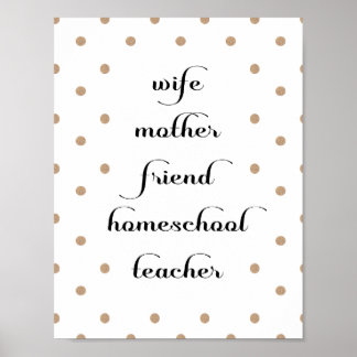 Gold Dot Homeschool Enseignant Citation Poster