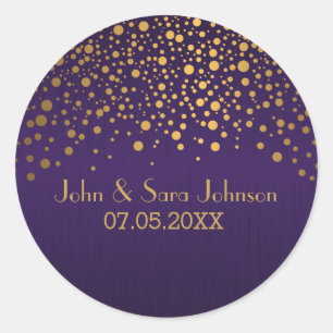 Gold Dots and Purple   Personalize Classic Round Sticker