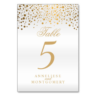 Gold Dots and White Satin - Table Number