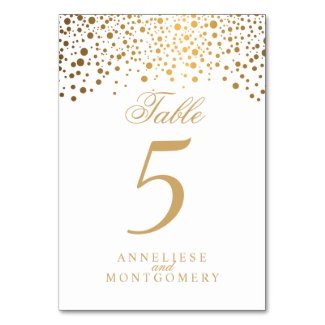 Gold Dots and White - Table Number