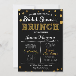 Gold Dots Bridal Shower w/ Black Back Invitation