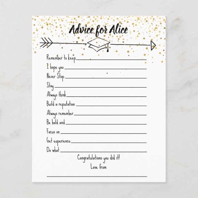 gold dots elegant graduation advice wisdom notes flyer (Front)