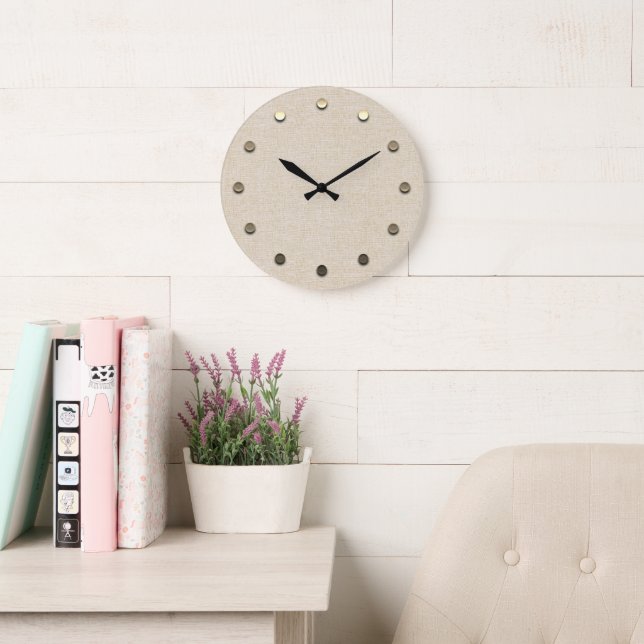 Gold Dots Linen Wall  Clock (Reading Room)
