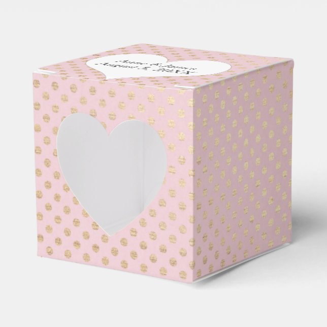 Gold Dots On Blush Pink Favor Box (Front Side)