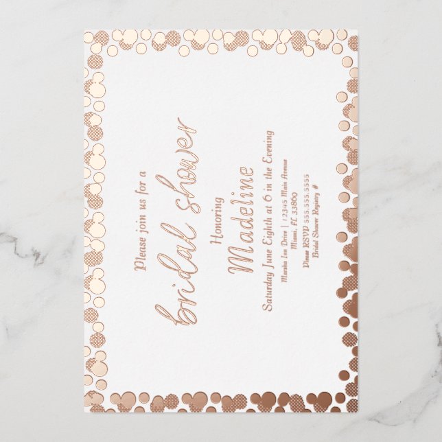Gold Dots Pattern Wedding Foil Pressed Invitation (Front)